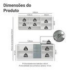 Armário de Cozinha Compacta 180 x 60 cm Branco/Cinza Lux Madesa 05