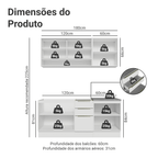 Armário de Cozinha Compacta 180 x 60 cm Branco/Branco Veludo Lux Madesa 05