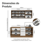 Armário de Cozinha Compacta 180 x 60 cm Rustic/Branco Veludo Lux Madesa 05