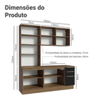 Armário de Cozinha Compacta 190 x 60 cm Rustic/Preto Lux Madesa 02