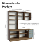 Armário de Cozinha Compacta 190 x 60 cm Rustic/Cinza Lux Madesa 02