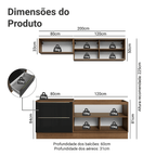 Armário de Cozinha Compacta 200 x 60 cm Rustic/Preto Lux Madesa 01