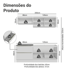Armário de Cozinha Compacta 200 x 60 cm Branco Branco Veludo Lux Madesa 01