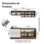 Armário de Cozinha Compacta 200 x 60 cm Rustic Branco Veludo Lux Madesa 01