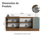 Armário de Cozinha Compacta 200 cm Rustic/Cinza Lux Madesa 05