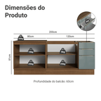 Armário de Cozinha Compacta 200 cm Rustic/Cinza Lux Madesa 06