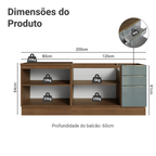 Armário de Cozinha Compacta 200 x 60 cm Rustic/Cinza Lux Madesa 06
