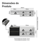 Armário de Cozinha Compacta 200 cm Branco/Preto Lux Madesa 07
