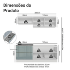 Armário de Cozinha Compacta 200 cm Branco/Cinza Lux Madesa 07