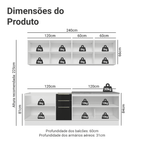 Armário de Cozinha Completa 240 x 60 cm Branco/Preto Lux Madesa 05