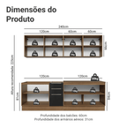 Armário de Cozinha Completa 240 x 60 cm Rustic/Preto Lux Madesa 05