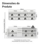 Armário de Cozinha Completa 240 x 60 cm Branco Veludo Lux Madesa 05