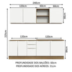 Armário de Cozinha Completa 240cm Rustic/Branco Veludo Lux Madesa 05