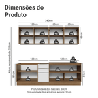 Armário de Cozinha Completa 240 x 60 cm Rustic/Branco Veludo Lux Madesa 05