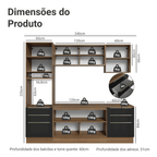 Armário de Cozinha Completa 240 x 60 cm Rustic/Preto Lux Madesa 08