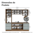Armário de Cozinha Completa 240 x 60 cm Rustic/Cinza Lux Madesa 08