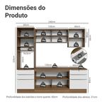 Armário de Cozinha Completa 240 x 60 cm Rustic/Branco Lux Madesa 08