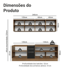 Armário de Cozinha Completa 240 cm Rustic/Preto Lux Madesa 09