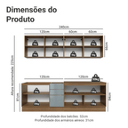 Armário de Cozinha Completa 240 cm Rustic/Cinza Lux Madesa 09