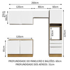 Armário de Cozinha Completa 260 x 60 cm Rustic Branco Veludo Lux Madesa 05