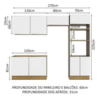 Armário de Cozinha Completa 270cm Rustic Branco Veludo Lux Madesa 01