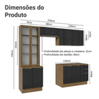 Armário de Cozinha Completa 270 x 60 cm Rustic/Preto Lux Madesa 04