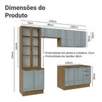 Armário de Cozinha Completa 270 x 60 cm Rustic/Cinza Lux Madesa 04