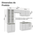 Armário de Cozinha Completa 270 x 60 cm Branco/Branco Veludo Lux Madesa 04