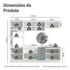 Armário de Cozinha Completa 270 x 60 cm Branco/Cinza Lux Madesa 06