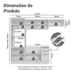 Armário de Cozinha Completa 270 x 60 cm Branco/Branco Veludo Lux Madesa 08