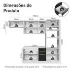 Armário de Cozinha Completa 270 cm Branco/Preto Lux Madesa 08