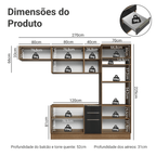 Armário de Cozinha Completa 270 cm Rustic/Preto Lux Madesa 08