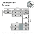 Armário de Cozinha Completa 270 cm Branco/Cinza Lux Madesa 08