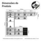 Armário de Cozinha Completa 270 cm Branco/Preto Lux Madesa 10