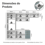 Armário de Cozinha Completa 270 cm Branco/Cinza Lux Madesa 10