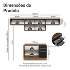 Armário de Cozinha Completa 280 cm Rustic/Preto Lux Madesa 01