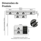 Armário de Cozinha Completa 280 x 60 cm Branco/Preto Lux Madesa 02