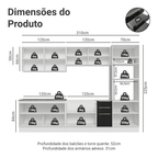 Armário de Cozinha Completa 310 cm Branco/Preto Lux Madesa 03