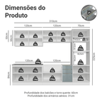 Armário de Cozinha Completa 310 x 60 cm Branco/Cinza Lux Madesa 04