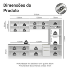 Armário de Cozinha Completa 310 x 60 cm Branco/Branco Veludo Lux Madesa 04