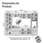 Armário de Cozinha Completa 320 x 60 cm Branco Branco Veludo Lux Madesa 01