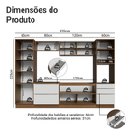 Armário de Cozinha Completa 320 x 60 cm Rustic Branco Veludo Lux Madesa 01