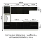 Armário de Cozinha Planejada 320cm Branco/Preto Lux Madesa 04