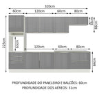 Armário de Cozinha Planejada 320cm Branco/Cinza Lux Madesa 04