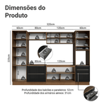 Armário de Cozinha Completa 320 cm Rustic/Preto Lux Madesa 08