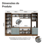 Armário de Cozinha Completa 320 cm Rustic/Cinza Lux Madesa 08