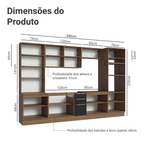 Armário de Cozinha Completa 340 x 60 cm Rustic/Preto Lux Madesa 02
