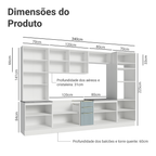 Armário de Cozinha Completa 340 x 60 cm Branco/Cinza Lux Madesa 02