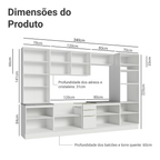 Armário de Cozinha Completa 340 x 60 cm Branco/Branco Veludo Lux Madesa 02