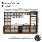 Armário de Cozinha Completa 340 cm Rustic/Preto Lux Madesa 03